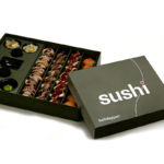 custom printed black sushi packaging box with removable lid Holidaypacfactory