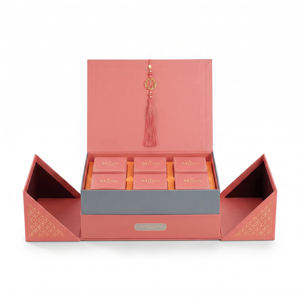 open double door mooncake box with six individual mooncake cartons Holidaypacfactory