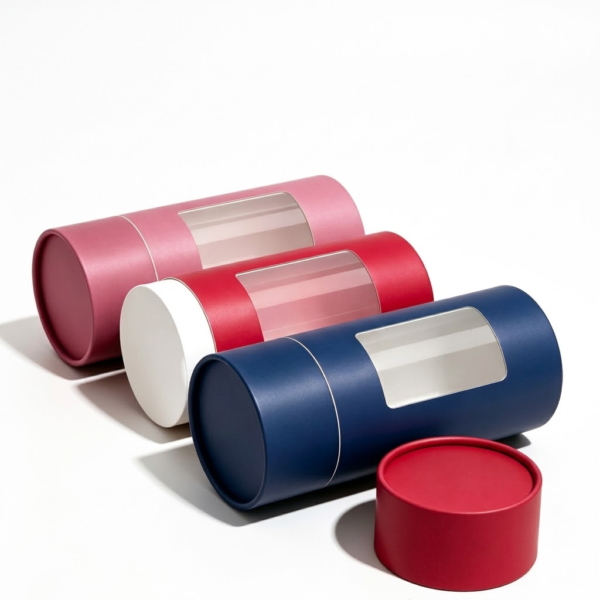 custom multicolor window paper tube packaging collection Holidaypacfactory