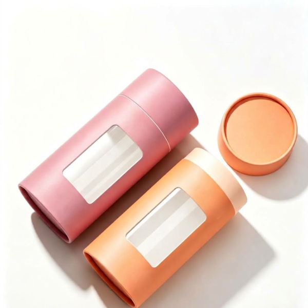 custom pink and orange window paper tube packaging Holidaypacfactory