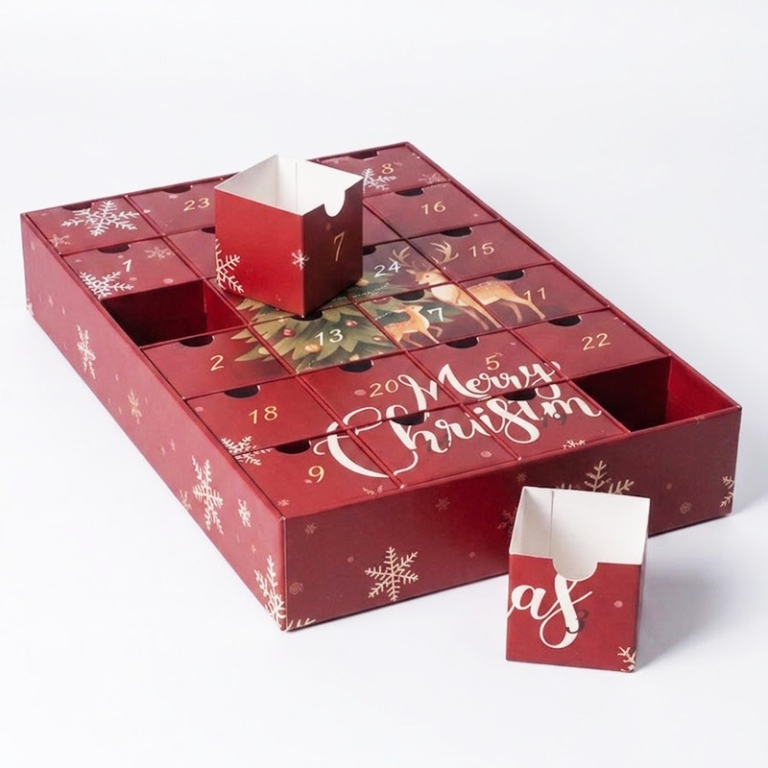 custom 24 day Christmas advent calendar drawer gift box Holidaypacfactory