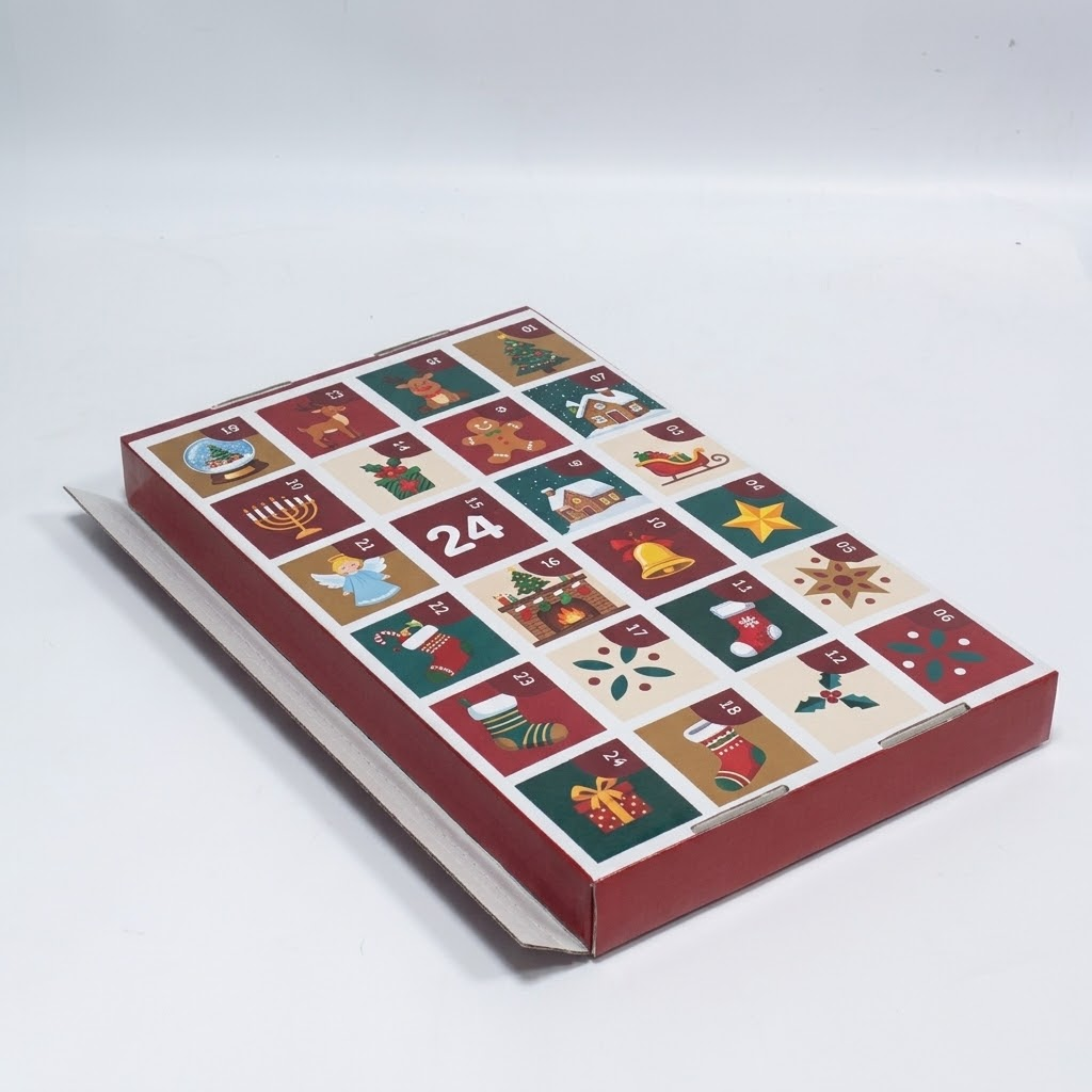 flat printed 24 day Christmas sock advent calendar gift box Holidaypacfactory