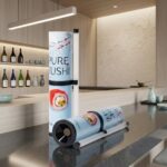 Sushi push-up tubes styled on a modern restaurant bar counter