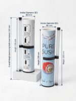 Sushi push-up tube dimensions – 48mm inside diameter, 220mm height, nested dual-tube telescoping design