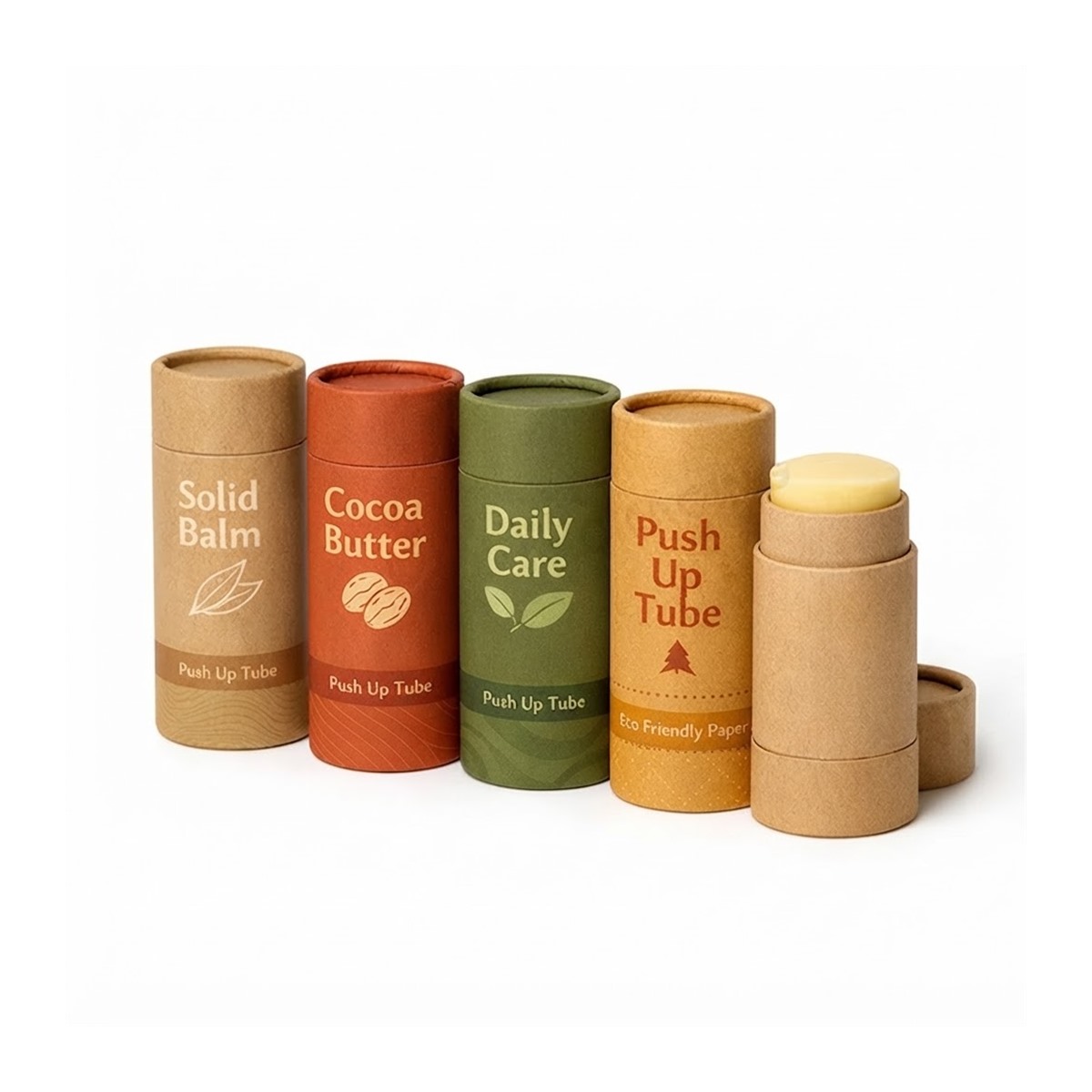 custom paper push-up tube packaging assortment for wellness products Holidaypacfactory