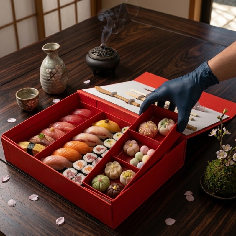 custom red three layer drawer sushi box Holidaypacfactory