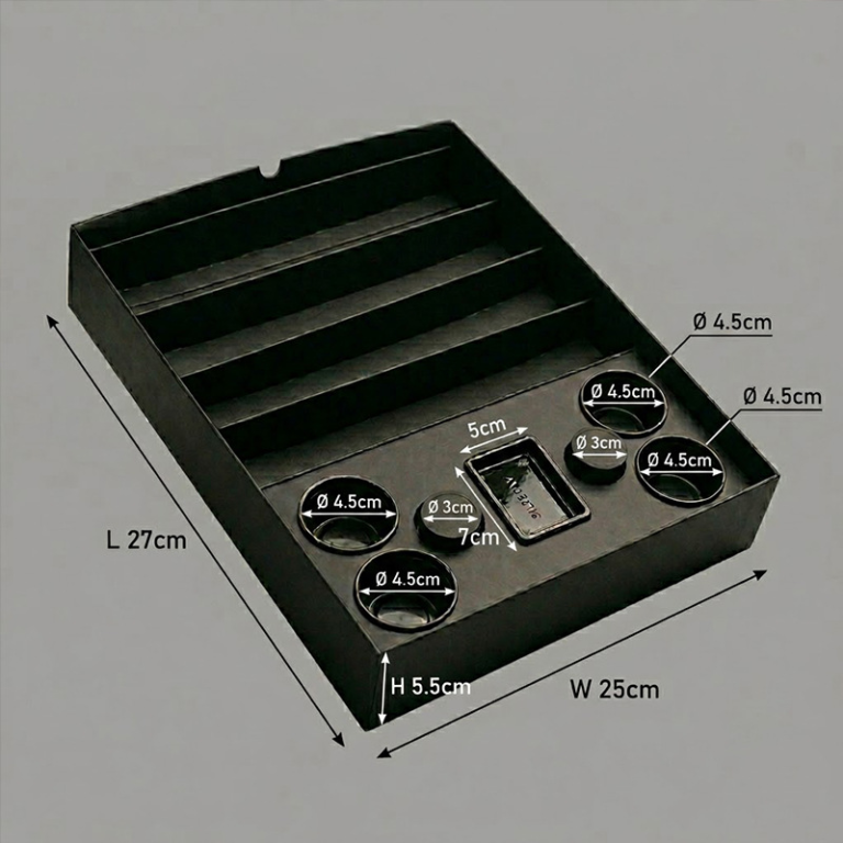 custom black omakase sushi gift box with sauce cup inserts Holidaypacfactory