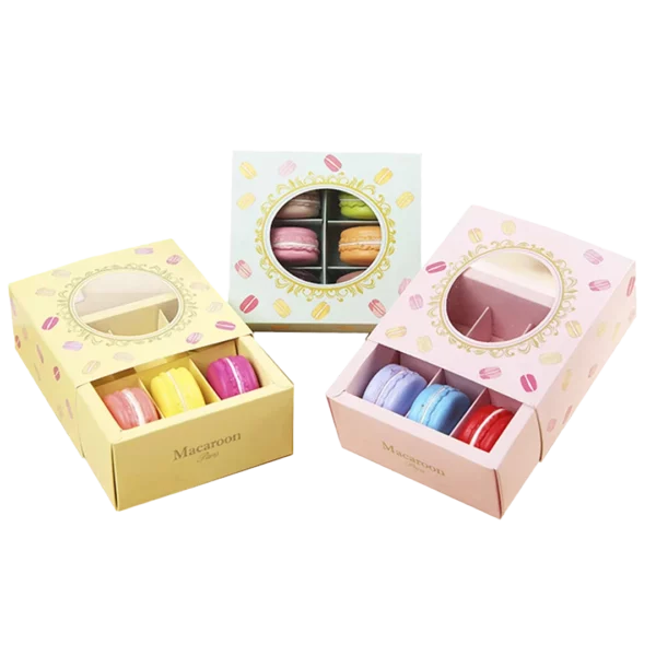 Macaron box with display window and fitted insert Holidaypacfactory