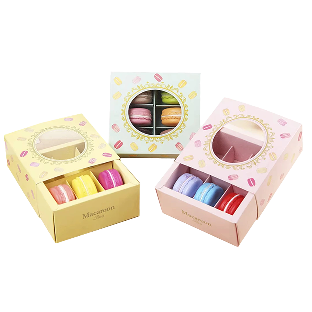 Macaron box with display window and fitted insert Holidaypacfactory