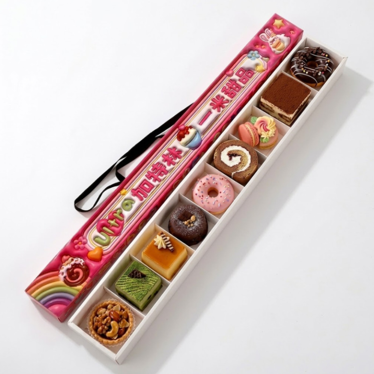 custom long sushi and dessert display box with ribbon handle Holidaypacfactory