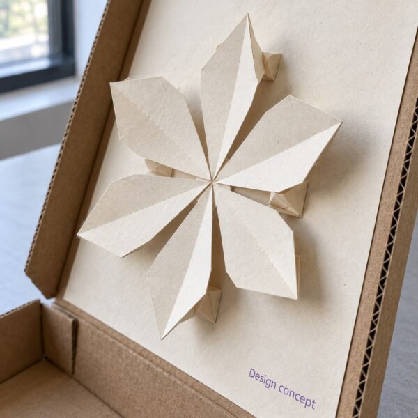 Holidaypacfactory pop-up celebration pizza box folded paper flower detail - design concept