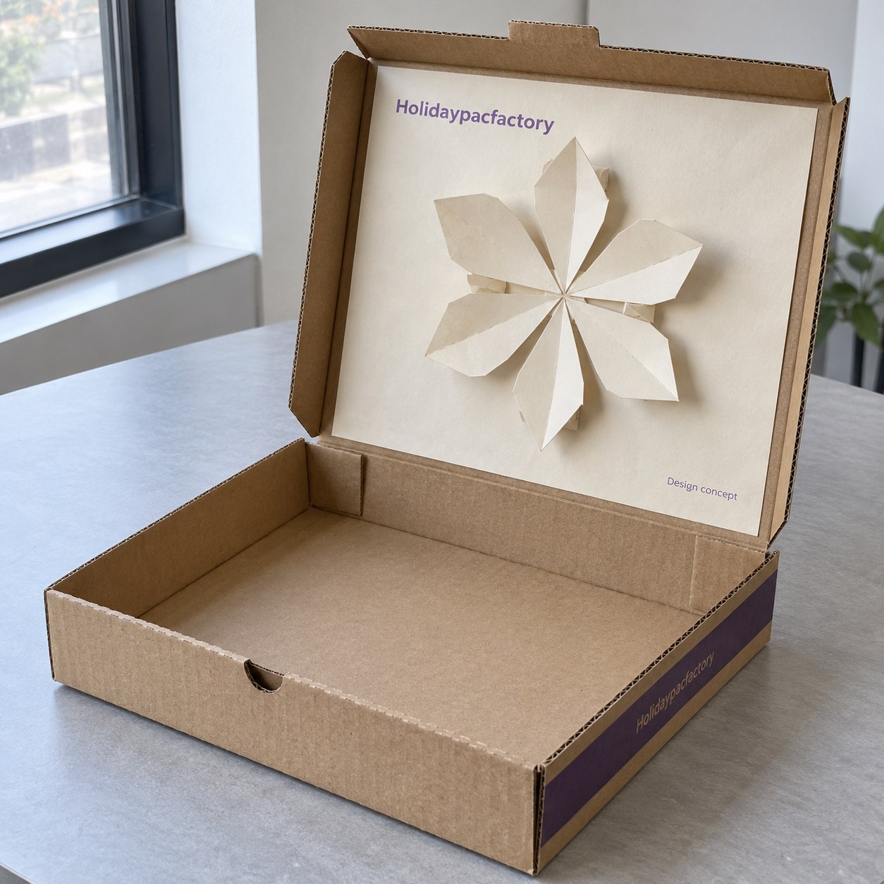 Holidaypacfactory Pop-Up Celebration Pizza Box Concept empty