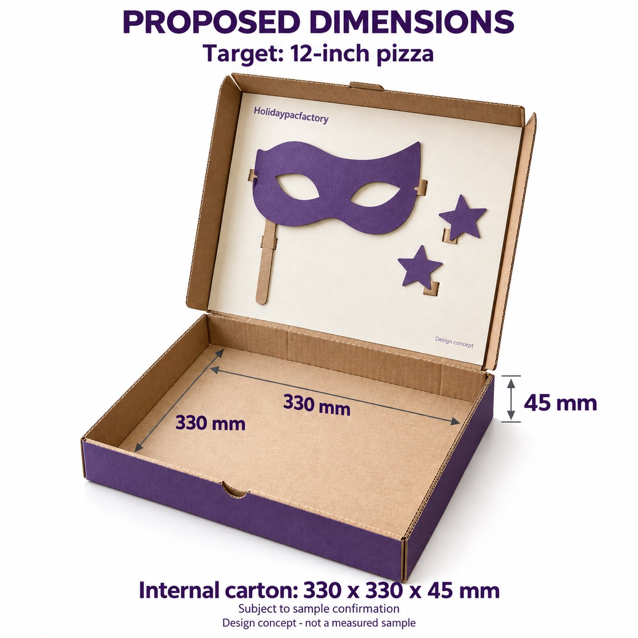Holidaypacfactory Party Photo Prop Pizza Box Concept dimensions