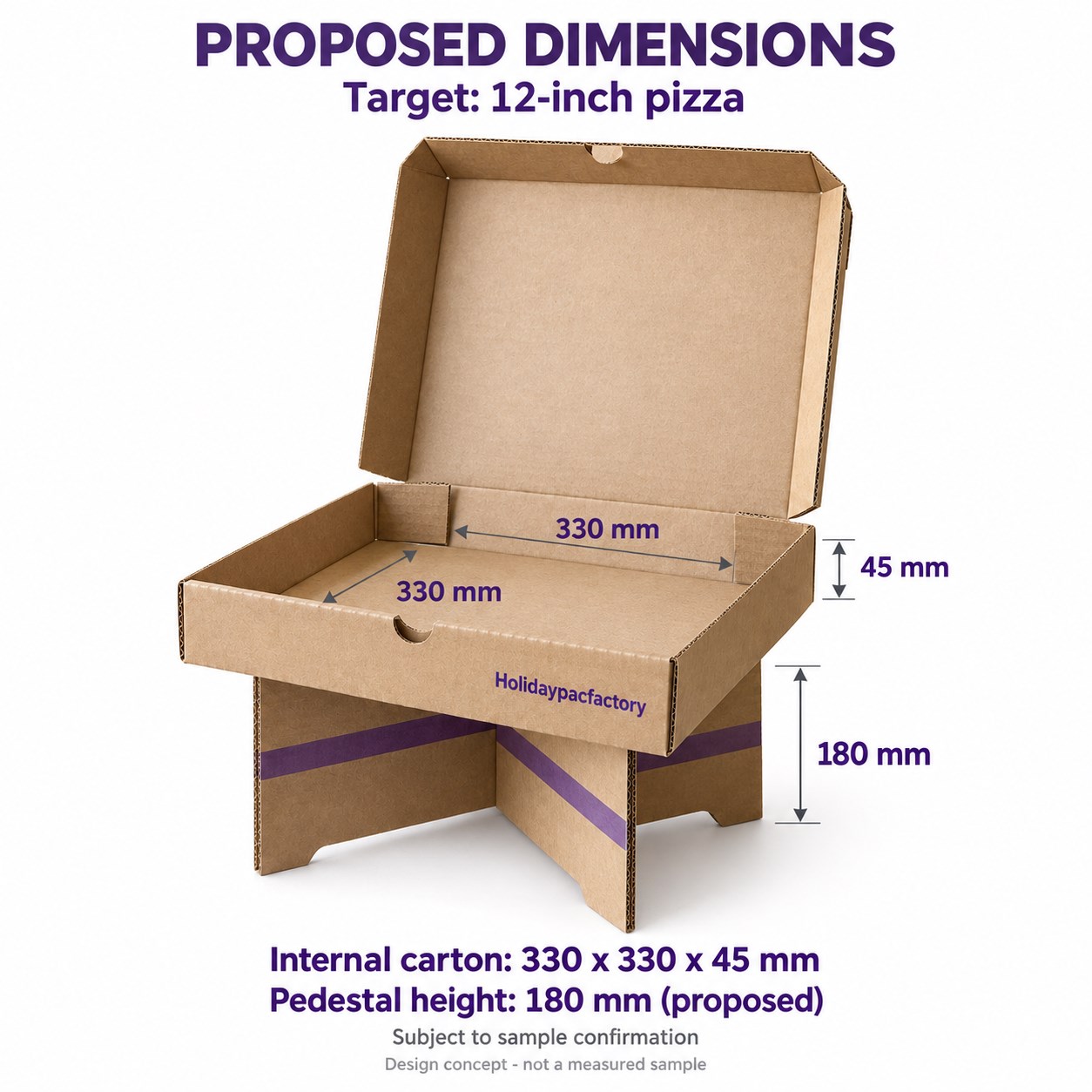 Holidaypacfactory Fold-Out Picnic Table Pizza Box Concept dimensions