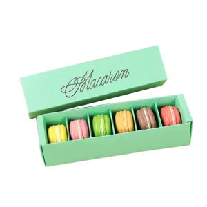 Macaron box with individual cavity insert for a bakery assortment Holidaypacfactory
