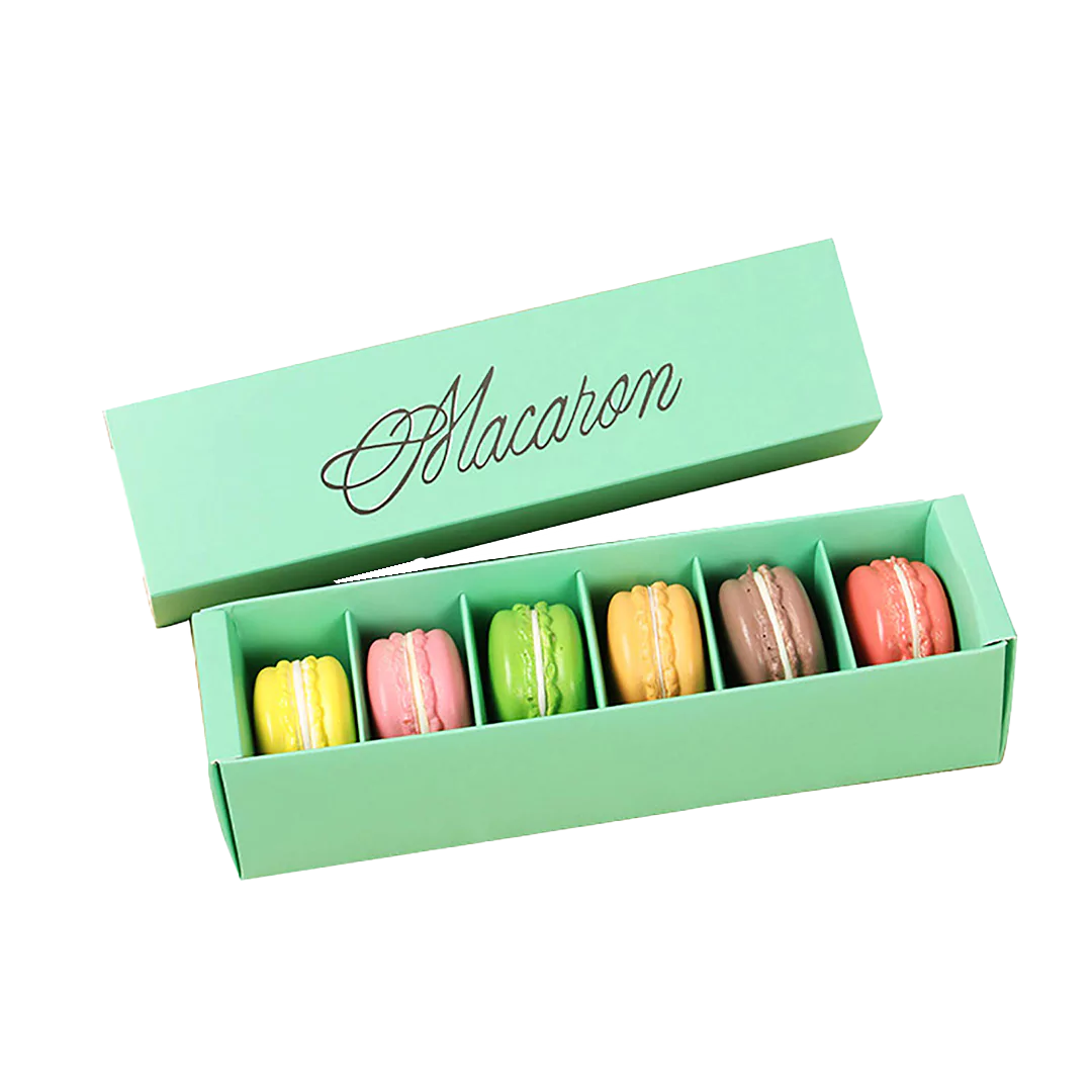 Macaron box with individual cavity insert for a bakery assortment Holidaypacfactory