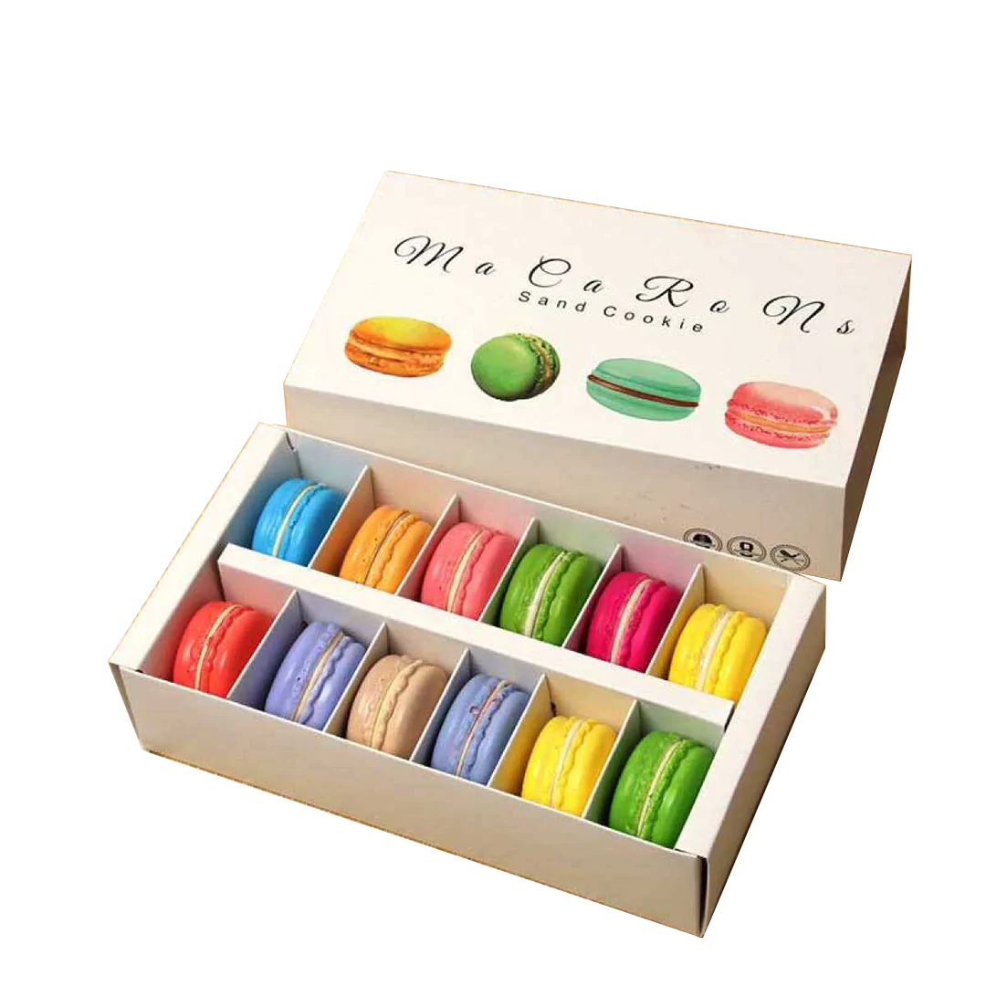 Macaron boxes with divided compartment inserts for assorted flavors Holidaypacfactory